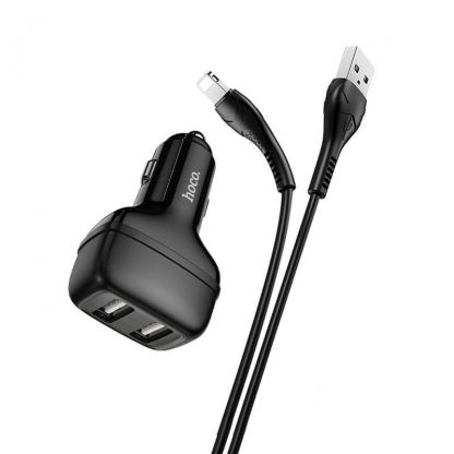 Hoco Dual USB Car Charger 4.8A & Lightning Cable Z36 - зарядно за кола с 2xUSB изходa (4.8A) и Lightning кабел за iPhone, iPad и iPod с Lightning порт (черен) 3