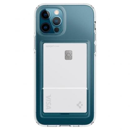 Spigen Crystal Slot Case - силиконов (TPU) кейс с отделение за кр. карти за iPhone 12 Pro Max (прозрачен) 2