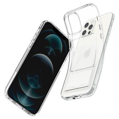Spigen Crystal Slot Case - силиконов (TPU) кейс с отделение за кр. карти за iPhone 12 Pro Max (прозрачен) 7
