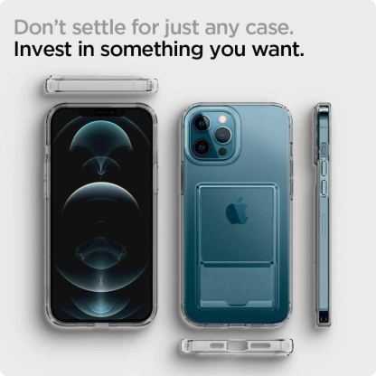 Spigen Crystal Slot Case - силиконов (TPU) кейс с отделение за кр. карти за iPhone 12 Pro Max (прозрачен) 10