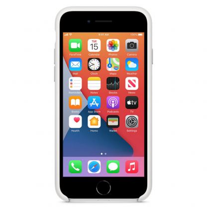 Apple Silicone Case - оригинален силиконов кейс за iPhone SE (2022), iPhone SE (2020), iPhone 8, iPhone 7 (бял) 5