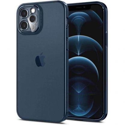 Spigen Optik Crystal Case - тънък силиконов (TPU) калъф за iPhone 12 Pro (син-прозрачен) 2