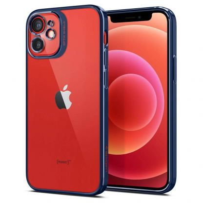 Spigen Optik Crystal Case - тънък силиконов (TPU) калъф за iPhone 12 mini (син-прозрачен) 3