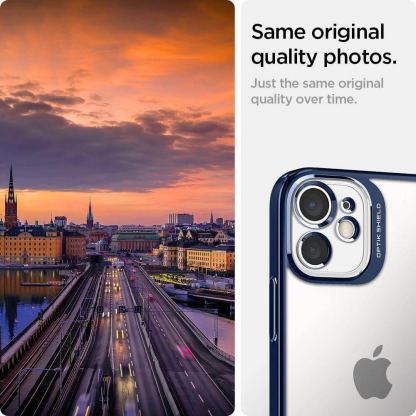 Spigen Optik Crystal Case - тънък силиконов (TPU) калъф за iPhone 12 mini (син-прозрачен) 6