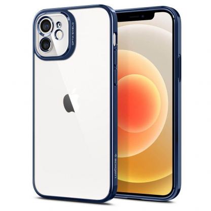 Spigen Optik Crystal Case - тънък силиконов (TPU) калъф за iPhone 12 (син-прозрачен) 2