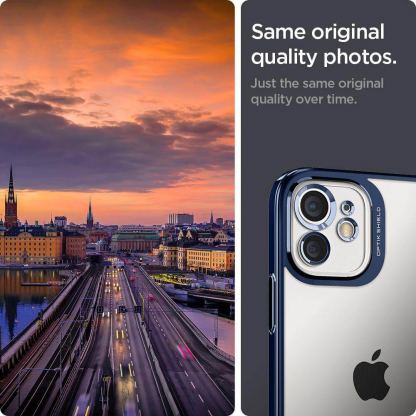 Spigen Optik Crystal Case - тънък силиконов (TPU) калъф за iPhone 12 (син-прозрачен) 3