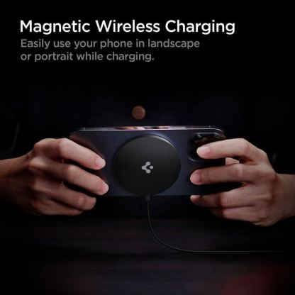 Spigen PowerArc USB-C Magnetic Wireless Qi Charger 7.5W - поставка (пад) за безжично зареждане за iPhone с Magsafe (черен) 5