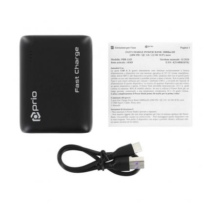 Prio Fast Charge 22.5W Power Bank 10000mAh (PPB-1103) - външна батерия 22.5W с USB и USB-C изходи и с технология за бързо зареждане (черен) 7