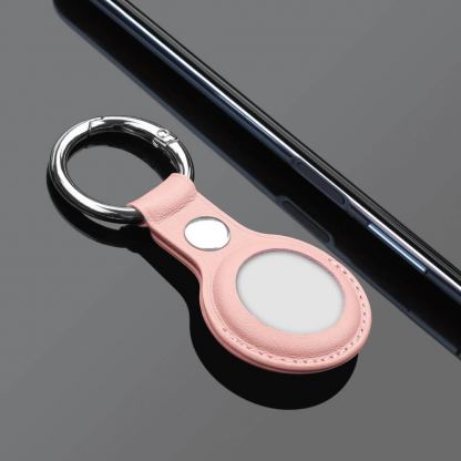 PU Leather Keyring Keychain Case - стилен ключодържател от изкуствена кожа за Apple AirTag (розов) 4