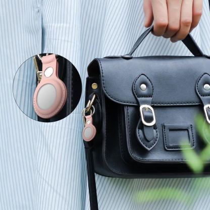 PU Leather Keyring Keychain Case - стилен ключодържател от изкуствена кожа за Apple AirTag (розов) 6