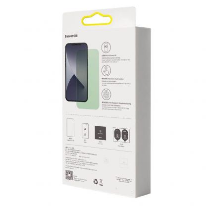Baseus Full Coverage Green Tempered Glass Film with Anti Blue Light Filter (SGAPIPH67N-LP02) - стъклено защитно покритие за целия дисплей на  iPhone 12 Pro Max (прозрачен) (2 броя) 6