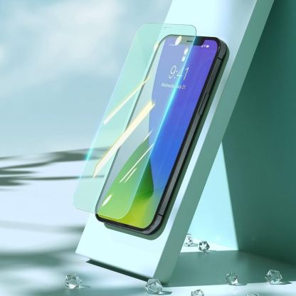 Baseus Full Coverage Green Tempered Glass Film with Anti Blue Light Filter (SGAPIPH67N-LP02) - стъклено защитно покритие за целия дисплей на  iPhone 12 Pro Max (прозрачен) (2 броя) 8