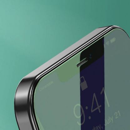 Baseus Full Coverage Green Tempered Glass Film with Anti Blue Light Filter (SGAPIPH67N-LP02) - стъклено защитно покритие за целия дисплей на  iPhone 12 Pro Max (прозрачен) (2 броя) 13