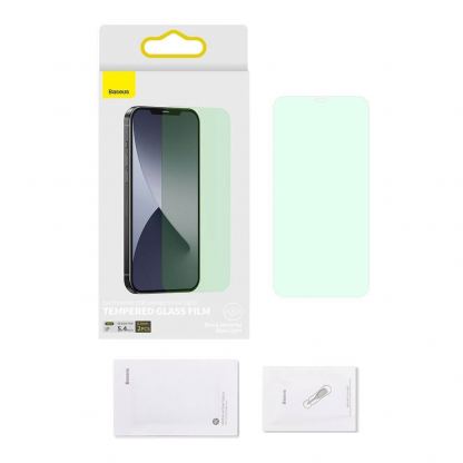 Baseus Full Coverage Green Tempered Glass Film with Anti Blue Light Filter (SGAPIPH67N-LP02) - стъклено защитно покритие за целия дисплей на  iPhone 12 Pro Max (прозрачен) (2 броя) 18