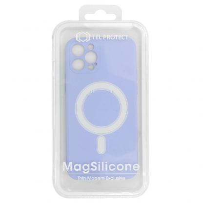 Tel Protect MagSilicone Case - силиконов (TPU) калъф с вграден магнитен конектор (MagSafe) за iPhone 12 Pro (лилав) 5