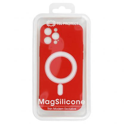 Tel Protect MagSilicone Case - силиконов (TPU) калъф с вграден магнитен конектор (MagSafe) за iPhone 12 mini (червен) 6