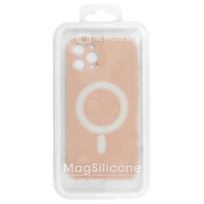 Tel Protect MagSilicone Case - силиконов (TPU) калъф с вграден магнитен конектор (MagSafe) за iPhone 12 mini (бежов) 6