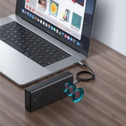 Baseus Ambilight Power Bank 65W with Digital Display Quick Charge (PPLG-A01) - външна батерия 30000 mAh с 4xUSB и 2xUSB-C изходи за зареждане на смартфони и таблети (черен) 2