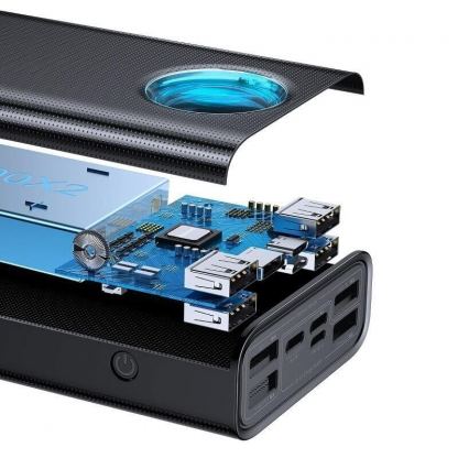 Baseus Ambilight Power Bank 65W with Digital Display Quick Charge (PPLG-A01) - външна батерия 30000 mAh с 4xUSB и 2xUSB-C изходи за зареждане на смартфони и таблети (черен) 5