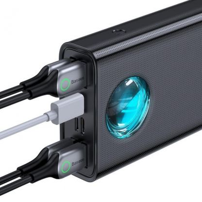 Baseus Ambilight Power Bank 65W with Digital Display Quick Charge (PPLG-A01) - външна батерия 30000 mAh с 4xUSB и 2xUSB-C изходи за зареждане на смартфони и таблети (черен) 9