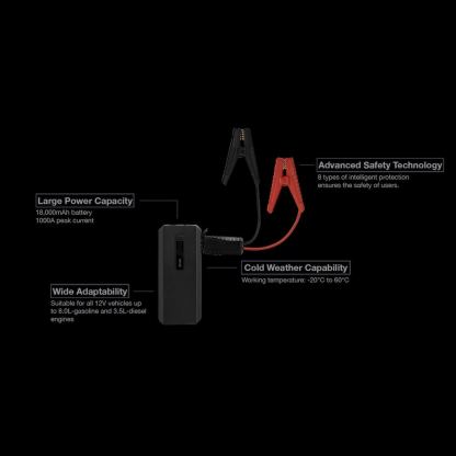 Xiaomi 70mai Jump Starter Max 18000 mAh - външна батерия 18000 mAh с фенер и JumpStarter за автомобил (черен) 5