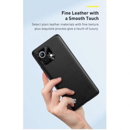 Baseus Alloy Leather Protective Case (WIXM11-01) - удароустойчив хибриден кейс за Xiaomi Mi 11 (черен) 7