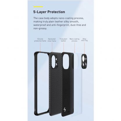 Baseus Alloy Leather Protective Case (WIXM11-01) - удароустойчив хибриден кейс за Xiaomi Mi 11 (черен) 8