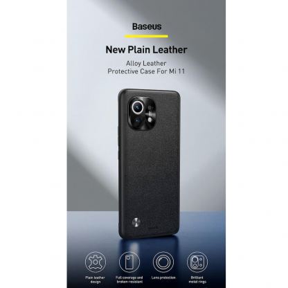 Baseus Alloy Leather Protective Case (WIXM11-01) - удароустойчив хибриден кейс за Xiaomi Mi 11 (черен) 11