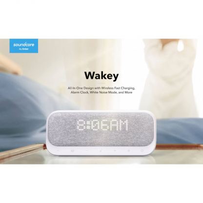 Anker SoundCore Wakey Bluetooth Speaker, FM, Clock, Qi 10W Charger - безжичен портативен спийкър с FM радио, часовник с аларма и поставка за безжично зареждане (бял) 11