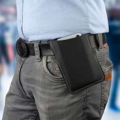 JC Belt Case Universal - кожен калъф за колана за смартфони до 6 инча (черен) 4