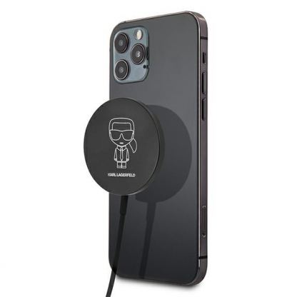 Karl Lagerfeld USB-C Magnetic Wireless Qi Charger - поставка (пад) за безжично зареждане за iPhone с Magsafe (черен) 3