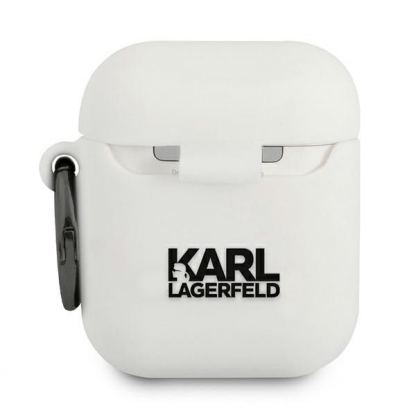 Karl Lagerfeld Airpods Choupette Silicone Case - силиконов калъф с карабинер за Apple Airpods и Apple Airpods 2 (бял) 2
