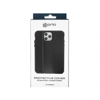 Prio Protective Hybrid Cover - хибриден кейс с най-висока степен на защита за iPhone 11 (черен) 4