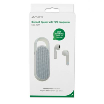 4smarts TWS Bluetooth Eara Twins - комплект безжични Bluetooth слушалки с микрофон и спийкър за мобилни устройства (бял) 4