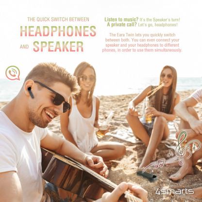 4smarts TWS Bluetooth Eara Twins - комплект безжични Bluetooth слушалки с микрофон и спийкър за мобилни устройства (бял) 5