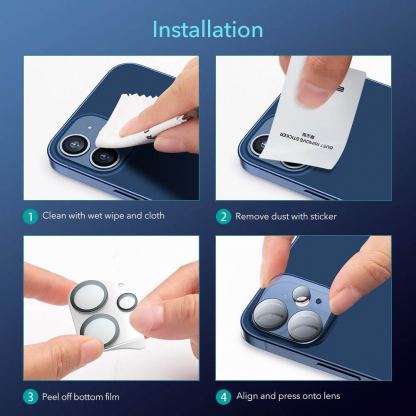 ESR Camera Lens Protector - предпазни стъклени защитни покрития за камерата на iPhone 12 mini (2 броя) (прозрачен) 10