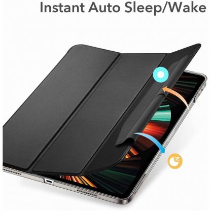 ESR Ascend Trifold Case - полиуретанов калъф с поставка и отделение за Apple Pencil 2 за iPad Pro 12.9 M1 (2021) (черен) 5