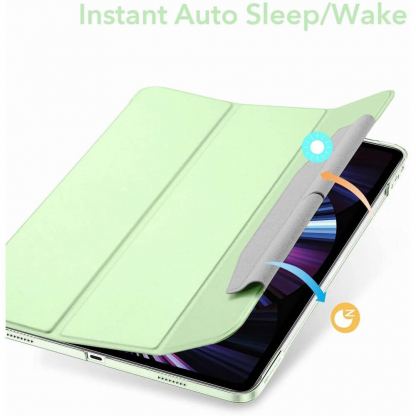 ESR Ascend Trifold Case - полиуретанов калъф с поставка и отделение за Apple Pencil 2 за iPad Pro 11 M1 (2021) (светлозелен) 3
