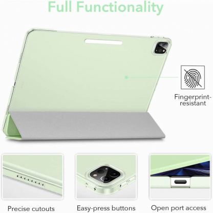 ESR Ascend Trifold Case - полиуретанов калъф с поставка и отделение за Apple Pencil 2 за iPad Pro 11 M1 (2021) (светлозелен) 4
