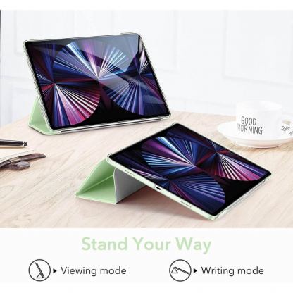 ESR Ascend Trifold Case - полиуретанов калъф с поставка и отделение за Apple Pencil 2 за iPad Pro 11 M1 (2021) (светлозелен) 6