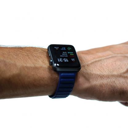 JC Design Silicone Link Band - магнитна силиконова каишка за Apple Watch 38мм, 40мм (тъмносин) 4