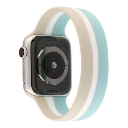 JC Design Silicone SoloLoop Band - силиконова каишка за Apple Watch 42мм, 44мм (бял-син) 3
