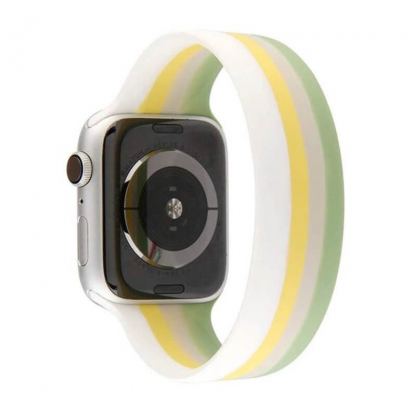 JC Design Silicone SoloLoop Band - силиконова каишка за Apple Watch 38мм, 40мм (бял-жълт) 3