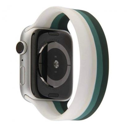 JC Design Silicone SoloLoop Band - силиконова каишка за Apple Watch 42мм, 44мм (бял-зелен) 3