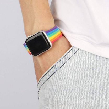 JC Design Silicone SoloLoop Band - силиконова каишка за Apple Watch 38мм, 40мм (шарен) 2