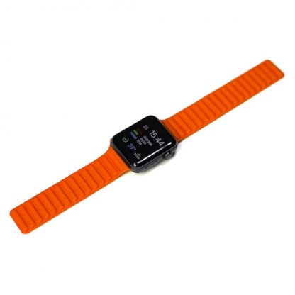 JC Design Silicone Link Band - магнитна силиконова каишка за Apple Watch 38мм, 40мм (оранжев) 2