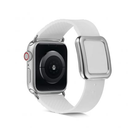 JC Design Modern Buckle Band - силиконова каишка с магнитна закопчалка за Apple Watch 38мм, 40мм (бял) 2