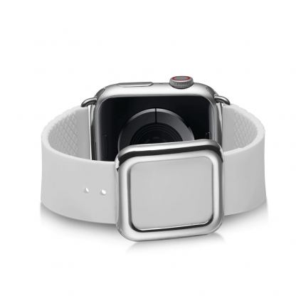 JC Design Modern Buckle Band - силиконова каишка с магнитна закопчалка за Apple Watch 38мм, 40мм (бял) 3