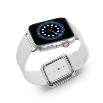 JC Design Modern Buckle Band - силиконова каишка с магнитна закопчалка за Apple Watch 38мм, 40мм (бял) 6