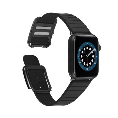 JC Design Modern Buckle Band - силиконова каишка с магнитна закопчалка за Apple Watch 42мм, 44мм (черен) 5